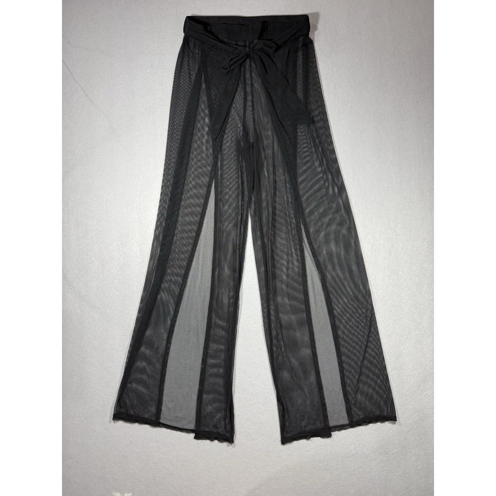 Sheer Black Mesh Wrap Around Pants Size S Whimsigoth Grunge Rave Coverup Witchy